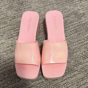 Steve Madden Pale Pink Glossy Slide Mules